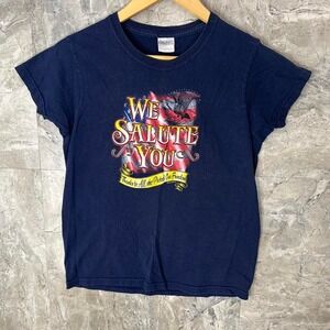 cotton t-shirt with "We‎ Salute You" design tee Woman's Sz S #militaryinspired
